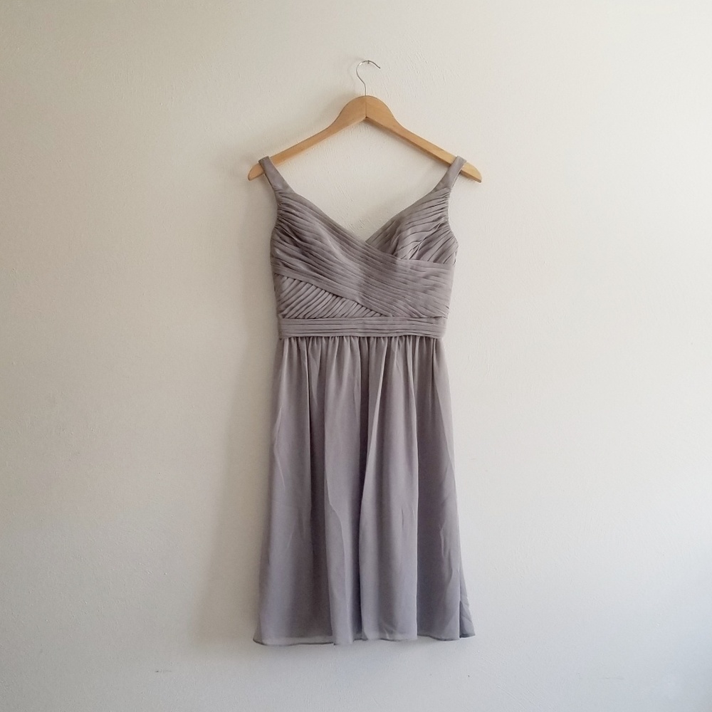 Gray David's bridal short chiffon bridesmaid dress
